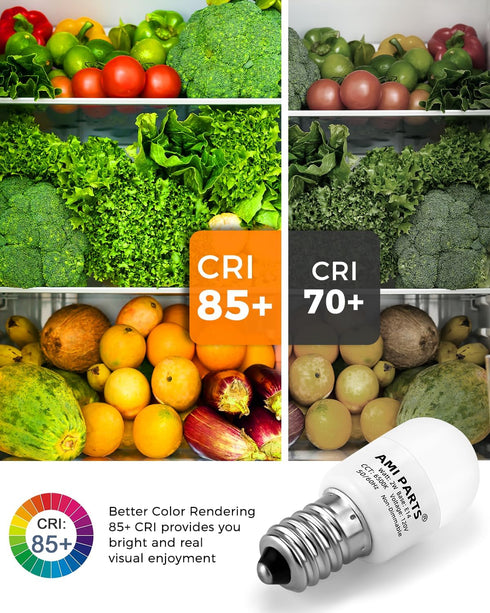 AMI PARTS W11160686 W11518235 Refrigerator Light Bulb, Waterproof Appliance Bulb Replacement for Maytag Whirlpool 6500K
