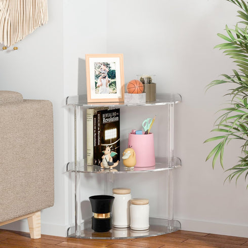 3 9.5x9.5x15.7 Inch, Countertop Sezanrpt Tier Acrylic Corner Shelf Organizer Storage Transparent Corner Shelf