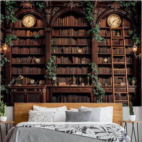 Spenlife 44"x60" Retro Bookshelf Tapestry Wall Decorative Tapestry Bookshelf Tapestries Wall Hanging for Bedroom Living