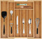 Bamboo Drawer Organizer, Expandable Cutlery Tray, Adjustable Utensils Holder for Storing Silverware in Kitchen, Bedroom