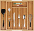 Bamboo Drawer Organizer, Expandable Cutlery Tray, Adjustable Utensils Holder for Storing Silverware in Kitchen, Bedroom
