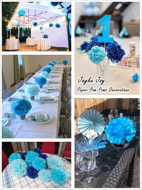 12 Pcs Tissue Pom Poms Kit, Tissue Paper Flowers for Birthday, Baby Shower, Graduation, Bachelorette Party Decoration