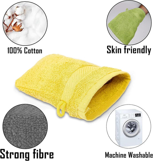 Pack 12 (6 9 Inches) 100% ZUPERIA Premium Bath Mitts - of x - Cotton European Style Washcloths with Loop - Super Soft