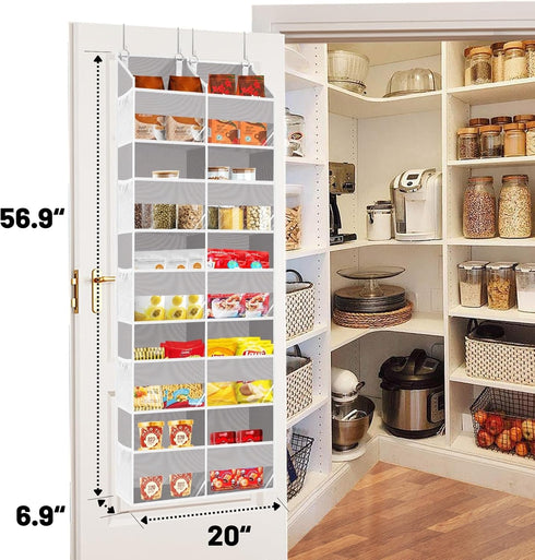 Over The Door Organizer, 5 Tiers with 10 Compartments, 50 lbs Capacity for Closet, Diaper Organizer, Light Gray