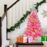 3 3D Star&44Ornaments, 8 50 Ft Pink Christmas Tree with Dual Color Change Lights Timer Remote, Modes Warm&Colorful