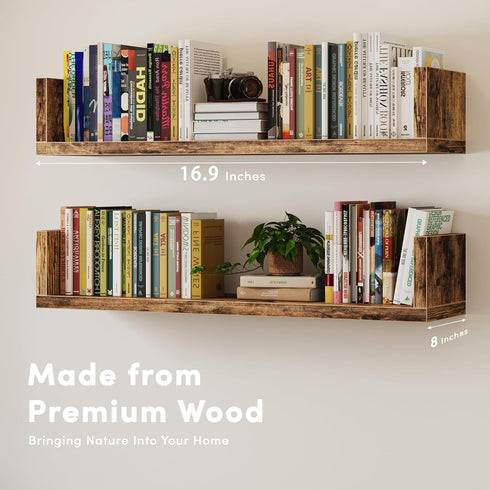 VMROF Set 3, 17 Inches, 3) Wall Bookshelf, of U Shaped Floating Bookshelf, Hanging Bookshelves for Wall, Wall Mounted