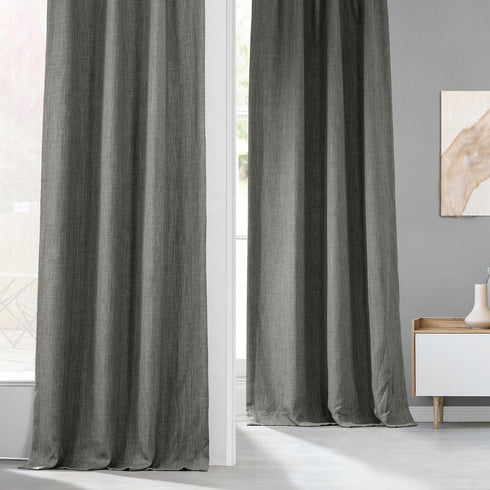 HPD Half Price Drapes Faux Linen Curtains, 1 Panel, 50W x 84L, Textured Room Darkening Blazer Grey
