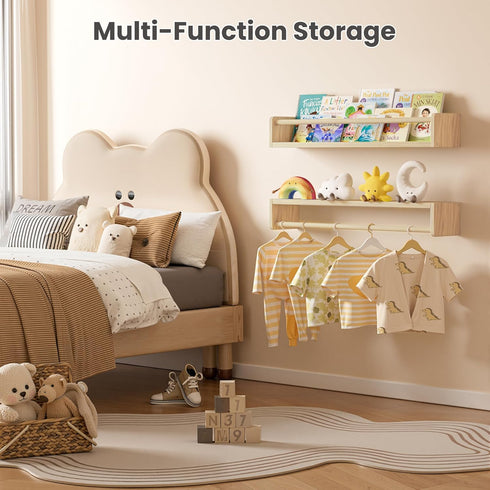 2 Pack 23.6 Inch upsimples Nursery Book Shelves, Floating Bookshelves for Wall, Baby Nursery Decor, Small Solid Wood