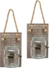 Stonebriar Rustic White Wash Wooden Mason Jar Wall Sconce Set with Hanging Loop