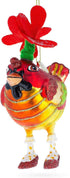 Glass Christmas Ornament, Hen Adorned with a Hat