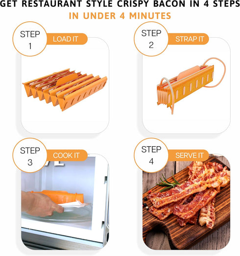 Pack 2 Bad Boy Microwave Bacon Cooker - Crispy Bacon Cooker For Microwave Oven - Microwave Cookware for Crispy