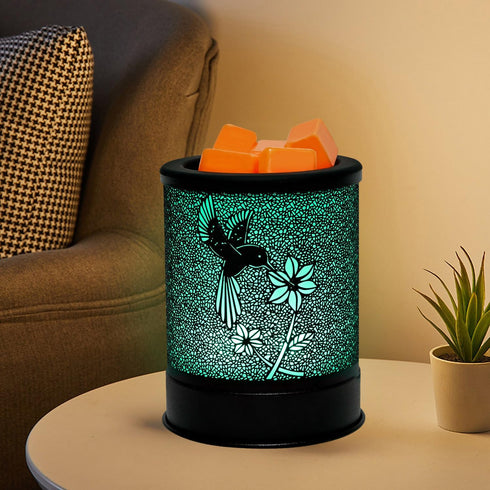 ASAWASA Electric Metal Wax Warmer, Wax Melt Candle Burner with 7 Colorful Changing Lights & 1 Silicone Dish for Home