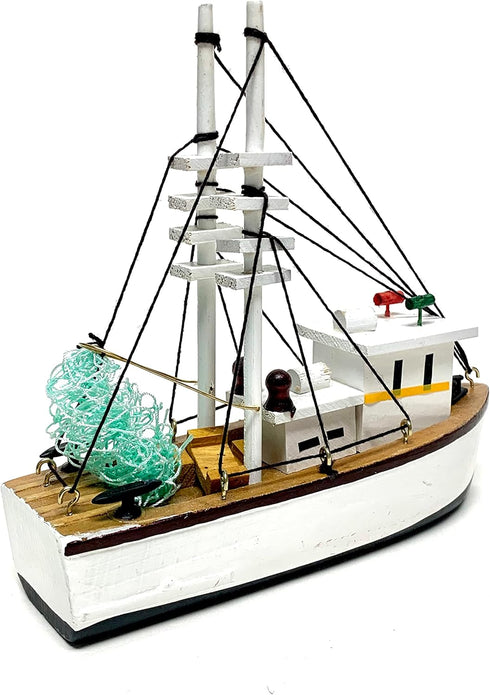 68698 6.25 Inch Chesapeake Bay Wood Shrimp Fishing Boat Nautical Decor