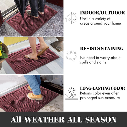 Yimobra Front Entrance Door Mat, Heavy Duty Outdoor Indoor Entryway Floor Mat, Non Slip, 29.5x17 Inch, Red