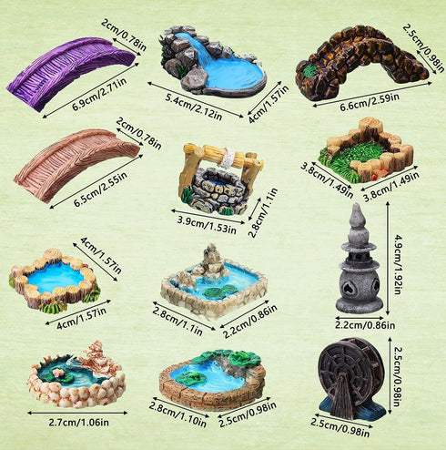 Woodpile Pool Miniature Fairy Garden Accessories, Miniature Pond Lawn Garden Ornament Figurines, Micro Landscape