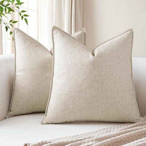 Pack 2 18 18 Inch OTOSTAR of Linen Solid Throw Pillow Covers x Boho Decorative Pillowcases Soft Accent Pillow Covers