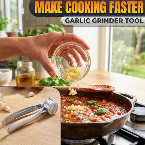 37 Stainless Steel Garlic Press - Ginger Mincer with Built-In Studs for Maximum Extraction, for Garlic, Ginger and Soft