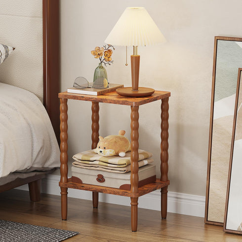 pikpuk Small Narrow Side Table, Vintage End Table - Skinny Bedside Nightstand for Small Spaces, Couch/Recliner Accent