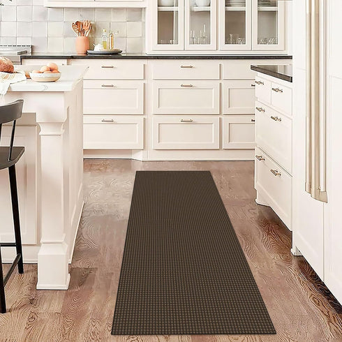 Boho 2x5 Ft Runner Rug, Washable Cotton Kitchen Runner with Rubber Backing for Hallways, Bedroom, Brown