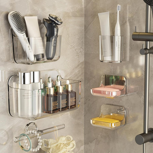 Plaitaoai Acrylic Shower Caddy,6 Pack Acrylic Rustproof Shower Organizer with Large Capacity,No Drilling