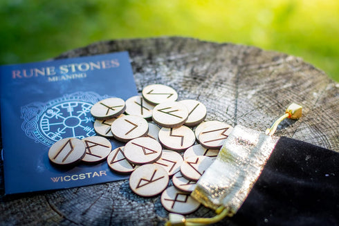 Rune Stones Set with Manual for Beginners and 5 Layouts, Viking Nordic Runes