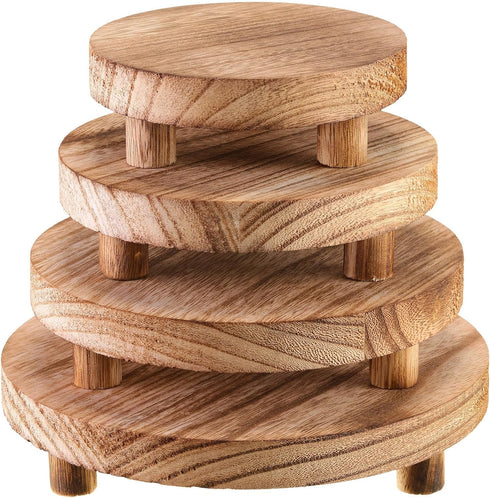 Geetery 4 Pcs Wooden Risers for Display Wood Pedestal Stand Mini Tray