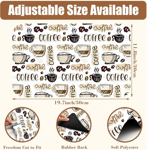 POIUBLE Counter 11.8 19.7 Inch Coffee Cute Doodle Dish Drying Mat for Kitchen Coffee Bar Mat Hide Stain Absorbent