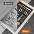 Lifewit Silverware Organizer for Kitchen Drawers, Expandable Utensil Tray with Removable Knife Block
