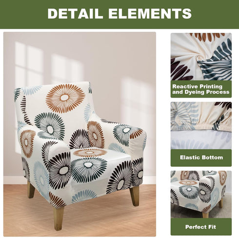 FUANGUI Banquet Armchair Slipcover Printed Chair Covers with Arms Stretch Club Chair Slipcover Soft Armchair Sofa