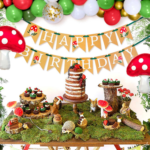 43 JeVenis PCS Mushroom Birthday Banner Party Decoration Mushroom Balloon Garden Party Birthday Banner Fairy Woodland