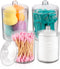 Qtip Holder Pack of 4 - Clear Plastic Vanity Makeup Organizer Storage for Cotton Swabs, Balls, Sponges, Canister
