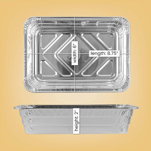 PLASTICPRO Disposable 2 LB Aluminum Takeout Baking Pans, 6'' X 8'' X 2'' Inch, Pack of 20