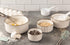 KooK Ceramic Nesting Bowls with Lids, Embossed Food Storage Containers, Set of 4, Ivory