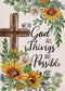 With God All Things Are Possible Christian Decorative Garden Flag | Religious Cross Sunflower Outdoor Décor