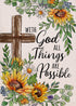 With God All Things Are Possible Christian Decorative Garden Flag | Religious Cross Sunflower Outdoor Décor