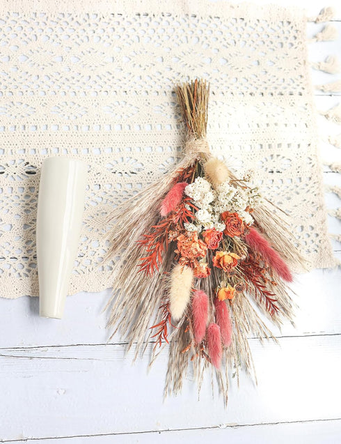 Natural Dried Flowers Bouquet with Vase, Dried Pampas Grass for Boho Home Decor, Wedding, Baby Shower, Farmhouse
