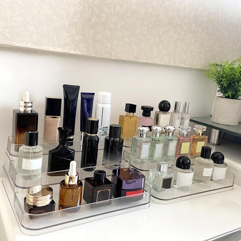 2 Pack Countertop Perfume Organizer - Three-Tiered Shelf - Perfume Lotion Skincare Stand, Spice Vitamins Medicine
