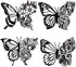 Pelopy 4 Pcs Butterfly Metal Wall Decor, Boho Iron Hanging Wall Art, Flower Wall Art for Bedroom Living Room, Black