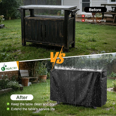 50inch 51"Lx22"Wx36"H Prep Table Cover for Keter Unity XL Portable Outdoor Table, BBQ Cart Cover Waterproof Tool Box