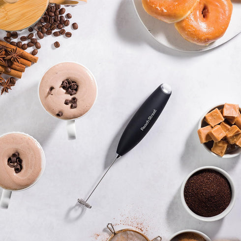 Powerful Handheld Milk Frother, Mini Foamer, Battery Operated (Not Included) Stainless Steel Mixer for Coffee, Lattes,