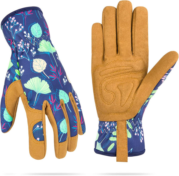 Women's Gardening Weeding Gloves, Leather Thorn Proof Garden Gloves for Digging, Planting, Pruning