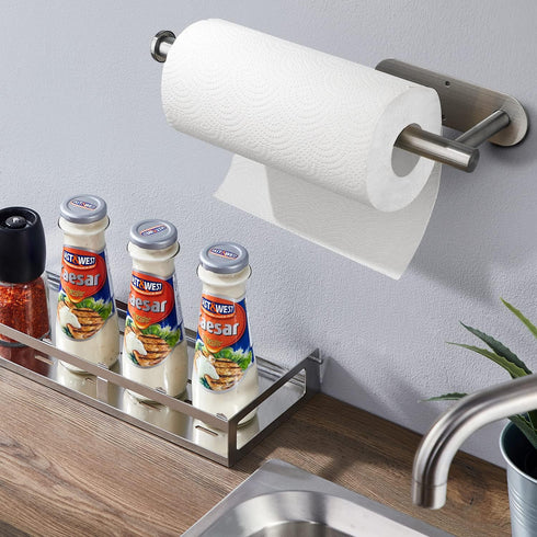 DR CATCH Paper Towel Rolls - for Kitchen, Self-Adhesive Under Cabinet,Both Available in Adhesive and Screws,Stainless