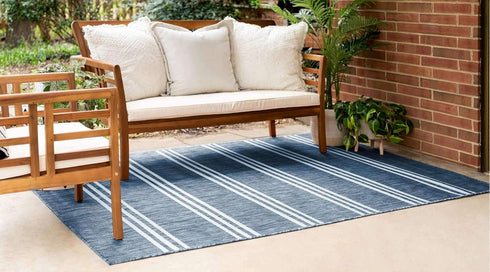 Unique Loom Outdoor Collection Area Rug - Anguilla (2' x 3' 1' Rectangle, Blue/ Ivory) by Unique Loom