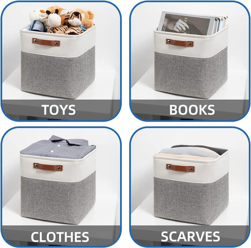Temary 12 Inch Storage Baskets, Foldable Fabric Storage Cubes 4PCs for Organizing Clothes and Towels