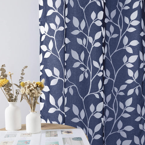 24 Inch Set 2 Pack XTMYI Kitchen Curtains Length of Sheer Cafe Curtains for Small Bathroom Window,Blue