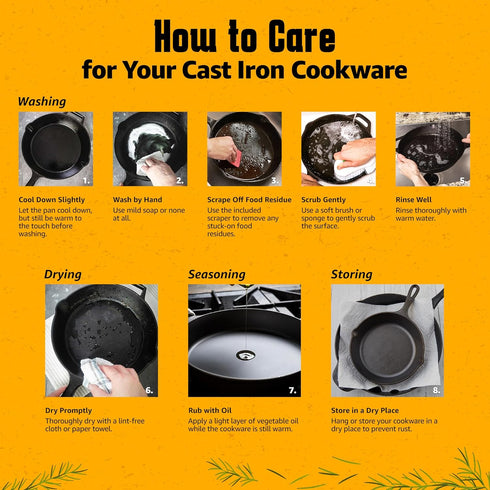 Cast Iron Reversible Grill/Griddle Set: Pre-Seasoned Non-Stick with Press, Scraper & Mitts for Indoor Outdoor Cooking