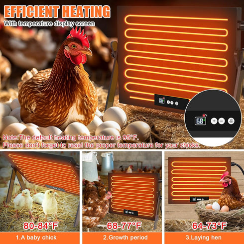 150W, Foandbevi Large Chicken Coop Heater for Winter, Metal Chick Brooder Plate Radiant Heater for Chicken Coop, Safe