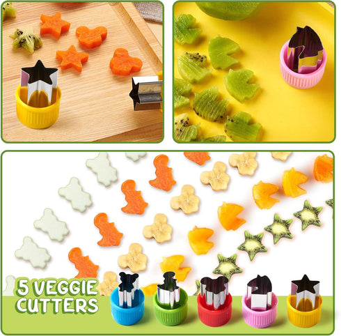 GET FRESH 17-pcs Sandwich Cutters and Sealers for Kids - Stainless Steel Dino Mouse Metal Sealers and Veggie Cutters