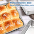 P&P CHEF 8 Inch Square Baking Cake Pan, 2 Pcs Stainless Steel Bakeware for Birthday Cake, Lasagna, Brownie