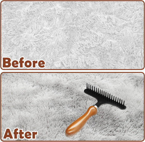 Hand Held Carpet Rake for Matted Carpet, Portable Shag Rug Rake, 6.0 x 4.3 inches, Black